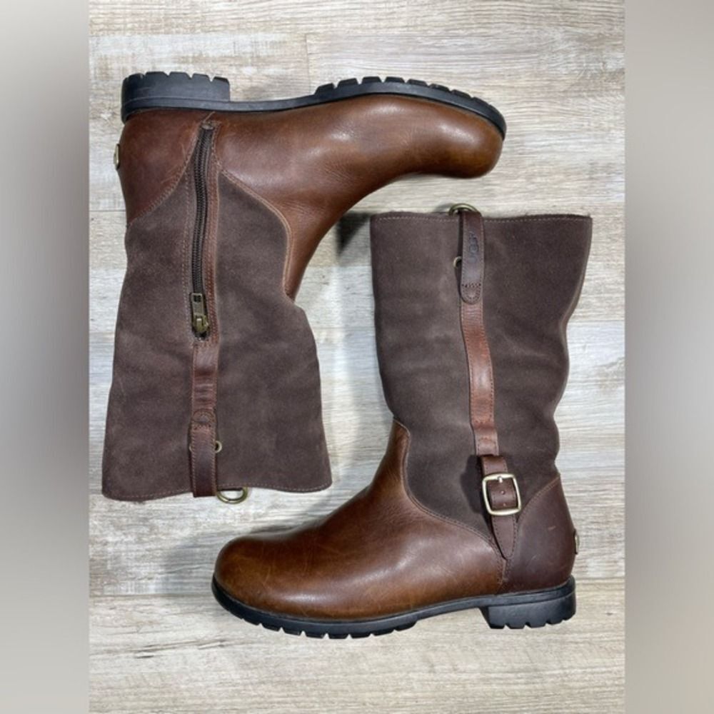 UGG Waterproof, 100% wool lined Bellvue Boots W/8 Brown Leather & Suede 1001926 - Picture 3 of 16